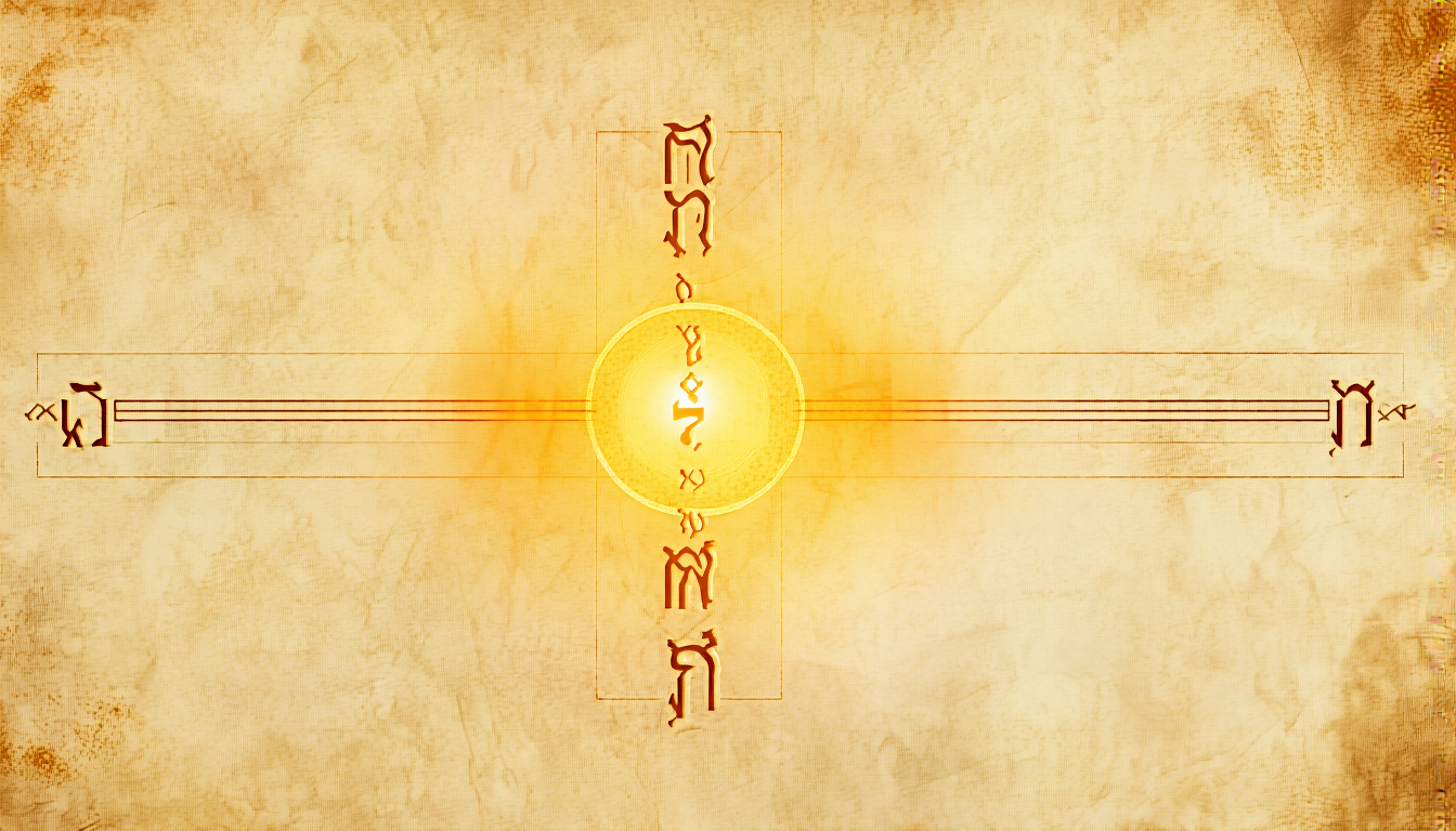 Four Hebrew letters in a radiant golden sigil on cream parchment